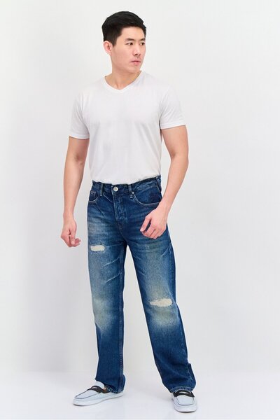 Scotch & Soda Men Straight Fit Ribbed Washed The Vert Denim, Blue