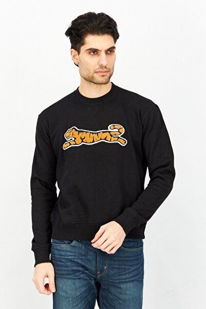 Le tigre سترة رجالية مطرزة بأكمام طويلة وياقة دائرية، لون أسود