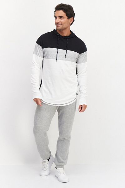 Modern Culture Men Hooded Brand Logo Long Sleeves Sweatshirt, Black/grey
