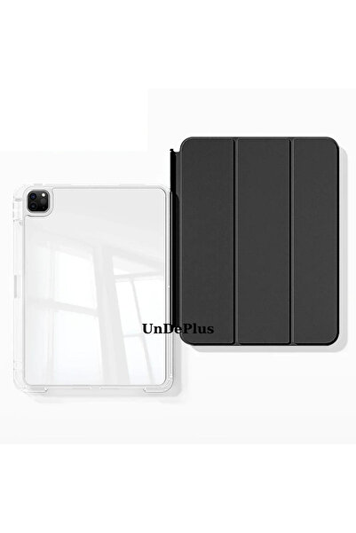 UnDePlus Apple iPad Pro 12.9 3./4./5./6. Nesil Kılıf Kalem Bölmeli Akrilik Şeffaf Ayrılabilir Case 2018-2022