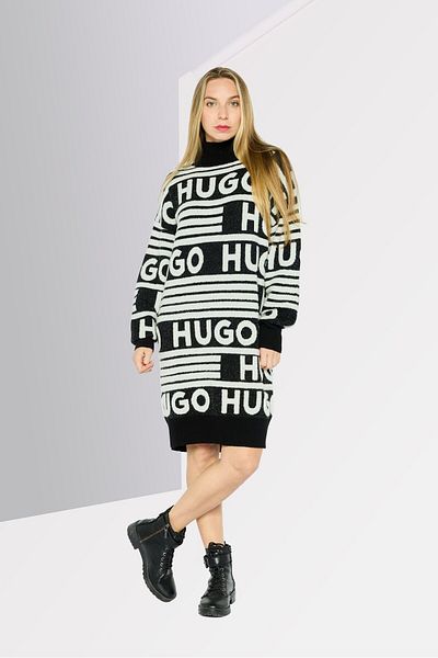 Hugo Boss Women Allover Pattern Sweater Dress, Black
