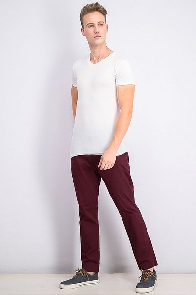 GAP Men Slim Stretch Waistband Pants, Maroon