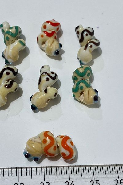 Hayalperest boncuk Colorful Murano Made Glass Bead Worm 1 Piece