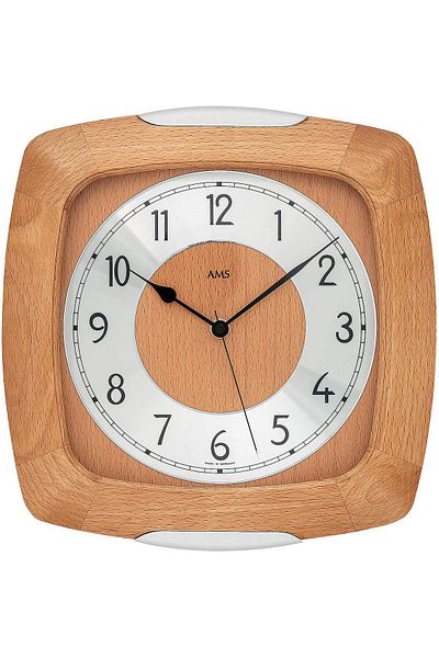 AMS Wall Clock 5804/18, Quartz, Silver, Analogue, Classic