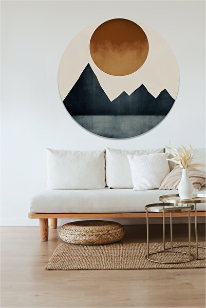 KOSS Dijital Autocolant rotund Minimal Mountain and Sun, autocolant în formă ...