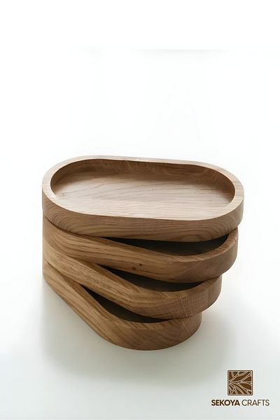 Sekoya Crafts 4-Piece Wooden Tray Tea Tray Coffee Tray Presentation Tray Presentation Holder