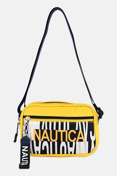 Nautica حقيبة كروس بودي بشعار العلامة التجارية للنساء، 20 سم طولاً × 13 سم ارتفاعًا × 7 سم عرضًا، مجموعة صفراء