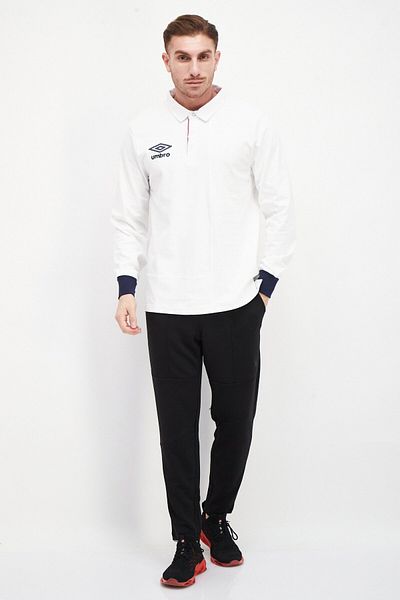 UMBRO Men Sportswear Fit Long Sleeves Training Polo Shirt, White Combo
