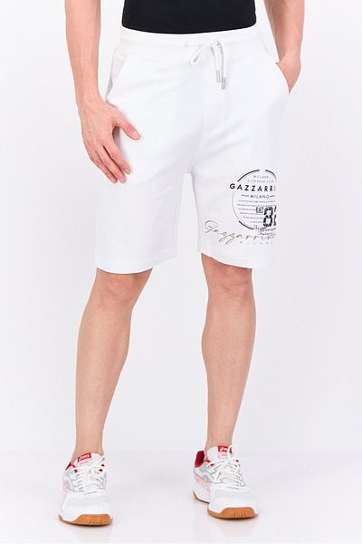 GAZZARRİNİ Men Drawstring Brand Logo Basic Shorts, White