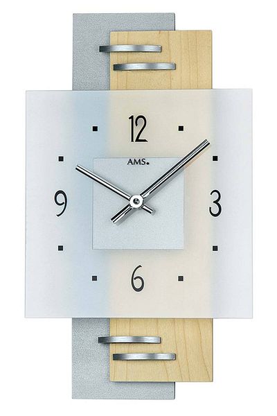 AMS Wall Clock 9248, Quartz, Transparent, Analogue, Modern