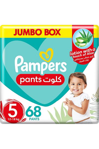 Pampers Aloe Vera, Size 5, Junior, 12-18kg, Jumbo Pack, 68 Pants Diapers