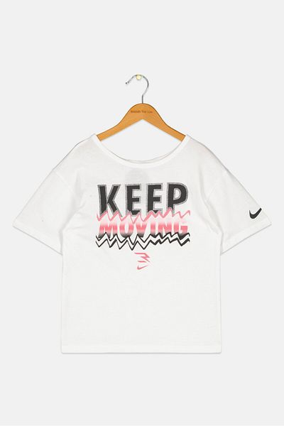 Nike Kids Girl Sportswear Fit Brand Logo Outdoor Top, White
