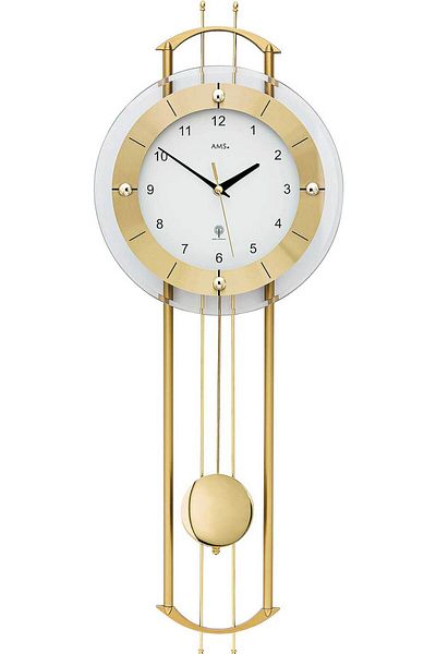 AMS Wall Clock 5257, Quartz, White, Analogue, Modern