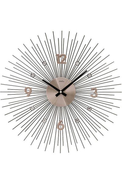 AMS Wall Clock 9610, Quartz, Grey, Analogue, Modern