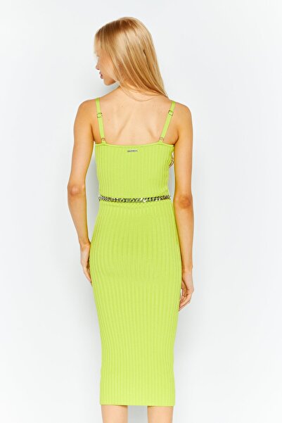 Michael Kors Women Ribbed Belted Bodycon Dress, Green
