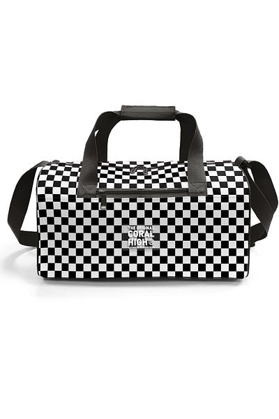 Coral High Black and White Checkerboard Patterned Sports Bag