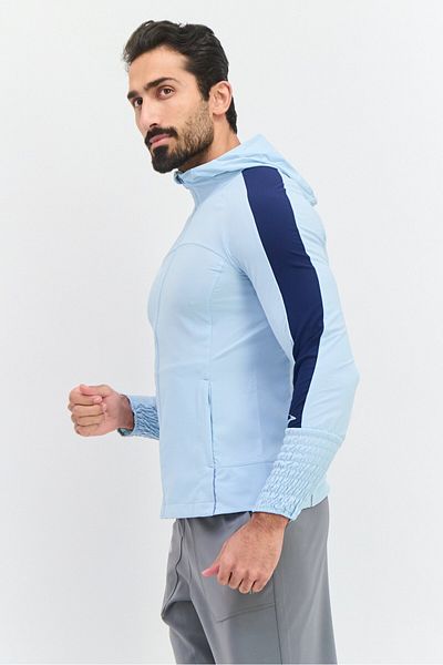 Brooks سترة رياضية نسائية مقاومة للرياح للجري، باللون الأزرق الفاتح