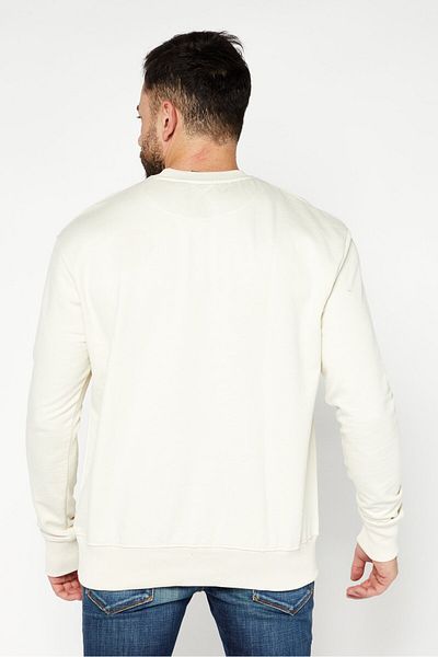 Le tigre Men Crew Neck Long Sleeve Brand Logo Sweatshirt, Light Beige