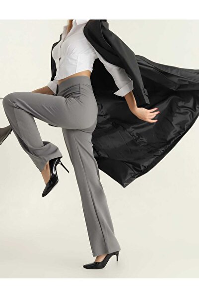 NEVEGE BUTİK Pantaloni Palazzo din Lycra Crepe cu talie înaltă - cu iarbă în ...