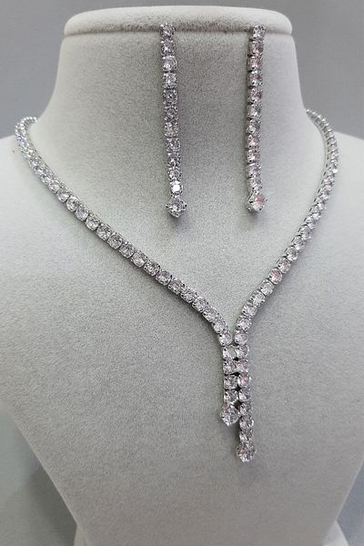 Hayalperest boncuk Elegant Zircon Necklace and Earring Set