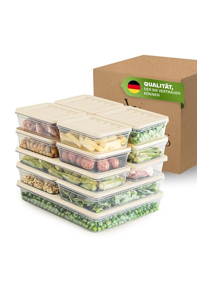 Viwares Stapelbare Frischhaltedosen 13er Set, Gefrierfach & Kühlschrank Organizer mit Deckel