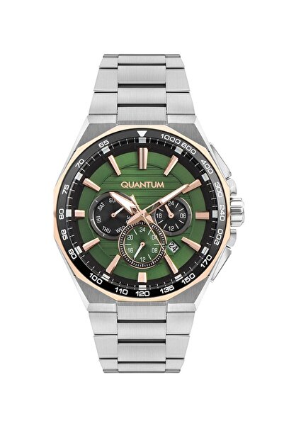 Quantum Pwg1056.570 Quartz Steel Grey Green Dial 5 Atm 45 mm Men's Wristwatch