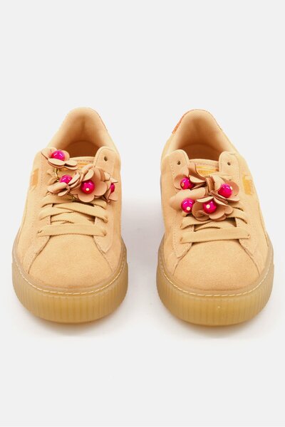 Puma Women Platform Flower Tassel Sports Shoes, Tan