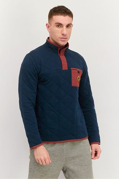 Hurley Men High Neck Long Sleeve Brand Logo Sweatshirts, Navy Blue