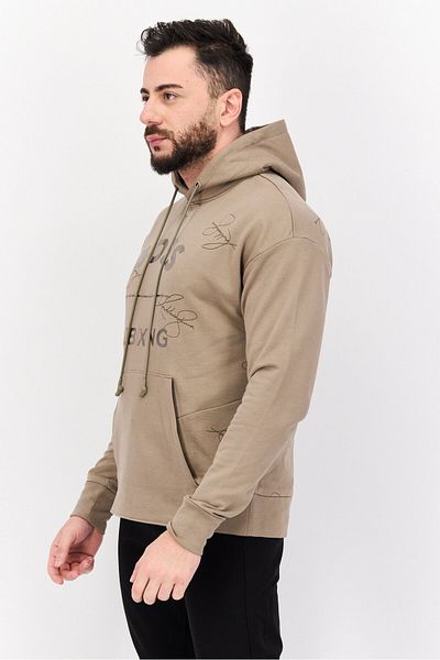 Hugo Boss Men Graphic Long Sleeves Hooded Sweatshirt, Light Tan