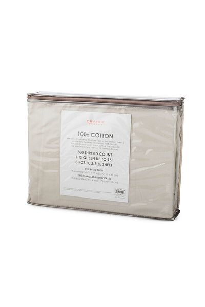 Orange Bed & Bath Stitsh | 100% Cotton Single Size Sheet Set, 3 Pieces, 300 Stitches | Lilac | 191 × 137 cm