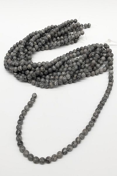 Hayalperest boncuk Jasper Gray Patterned Natural Stone Beads 8 Mm