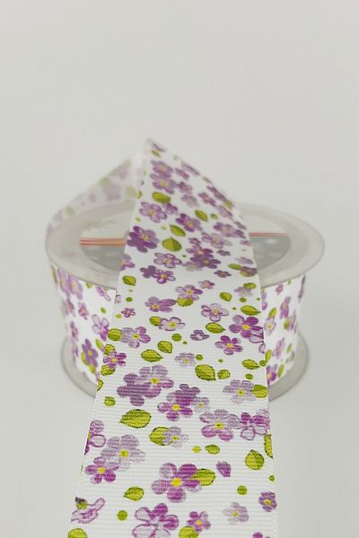 Hayalperest boncuk Μωβ Κορδέλα Grosgrain με σχέδιο λουλουδιών 4 cm 20 Mt