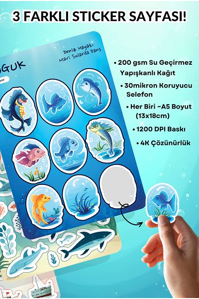 GUGUK Blue Journey Sticker Leaves Set