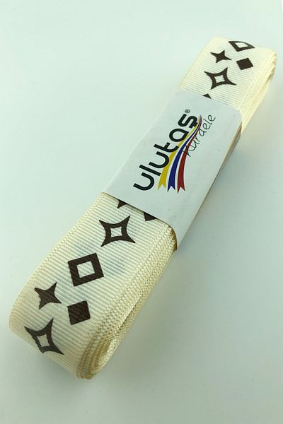 Hayalperest boncuk Panglică Grosgrain Imprimată Cremă Pătrată 2,5 Cm