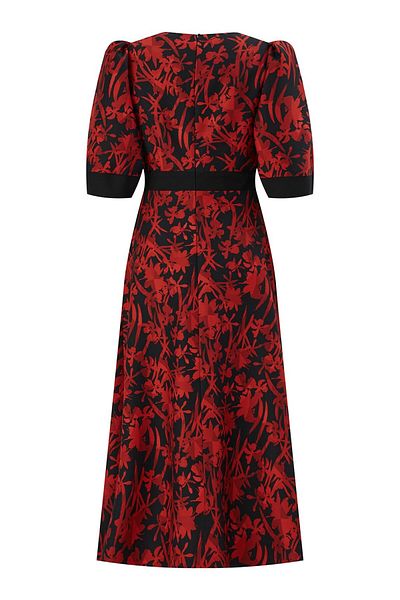Exquise V-Neck Balloon Sleeve Regular Dress