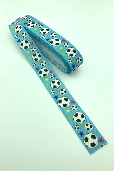 Hayalperest boncuk 10 Mt Μπλε μπάλα ποδοσφαίρου με στάμπα Grosgrain κορδέλα