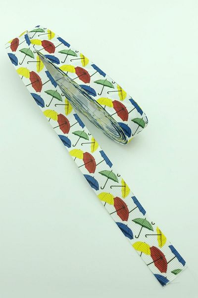 Hayalperest boncuk Λευκή ομπρέλα με στάμπα Grosgrain Κορδέλα 10 Mt