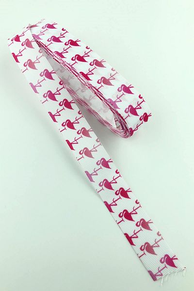 Hayalperest boncuk Panglică Grosgrain cu Motiv Flamingo Roz 10 Mt