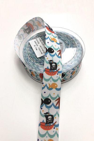 Hayalperest boncuk Κορδέλες Grosgrain με σχέδιο ψαριού 2,5 cm 1 Mt