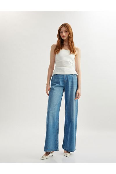 Koton Pantaloni confortabili din denim cu picioare largi - Blugi cu picioare late