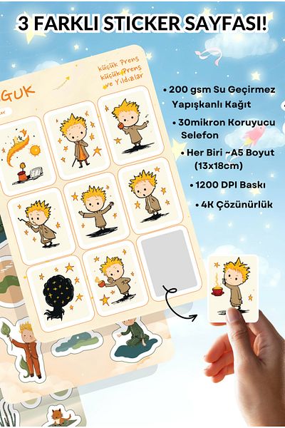 GUGUK Set of Magic Little Prince of the Stars Sticker Leaves