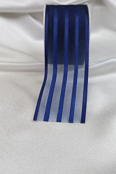 Hayalperest boncuk Saks Blue Striped Chiffon Ribbon