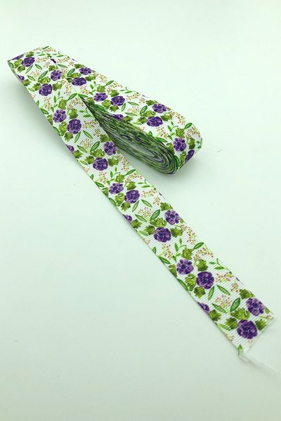 Hayalperest boncuk Μωβ Κορδέλα Grosgrain με μοτίβο λουλουδιών 10 Mt