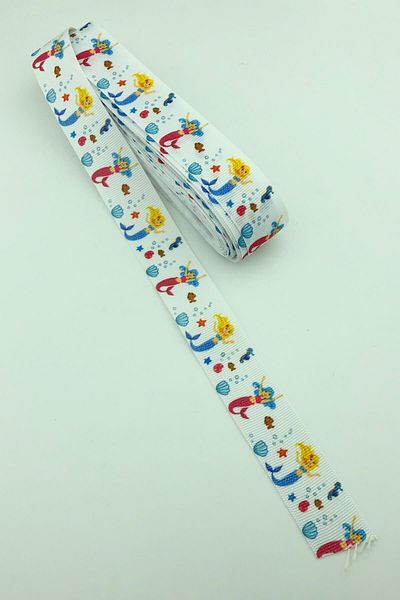 Hayalperest boncuk Λευκή Γοργόνα με στάμπα Grosgrain Κορδέλα 10 Mt