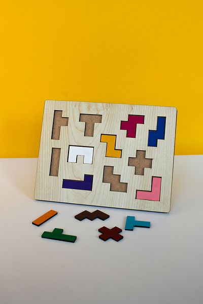 Store Wooden 11 Piece Educational Shape Nesting Game - Recognizing Colors and Shapes - Puzzle - Montessorri