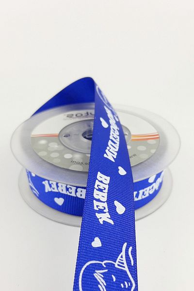 Hayalperest boncuk Saks Blue Welcome Baby Printed Grosgrain Κορδέλα 2,50 cm 20 Mt