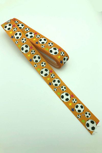 Hayalperest boncuk Πορτοκαλί μπάλα ποδοσφαίρου με στάμπα Grosgrain κορδέλα 10 Mt