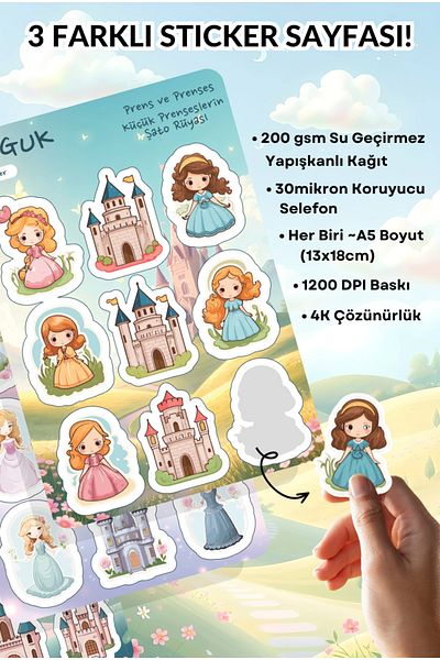 GUGUK Cute Royal Princesses Sticker Leaves Set