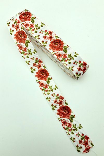 Hayalperest boncuk Large Floral Printed Gorgren Ribbon