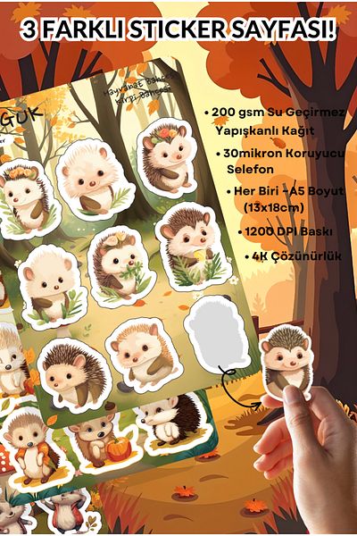 GUGUK Hedgehog Tales Sticker Leaves Set